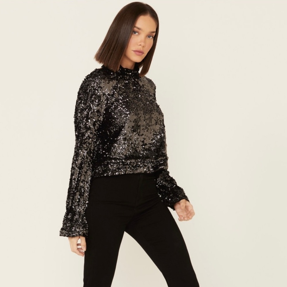 Free People Moonstruck Top Size M‎ Black